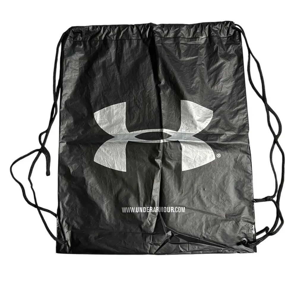 Under Armour Black Silver Logo Drawstring‎ Cinch Sack Gym Bag Backpack